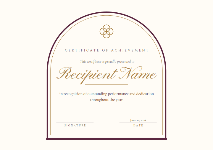Chapel Arch design for the free printable Free Printable Certificate of Excellence Template for Kids