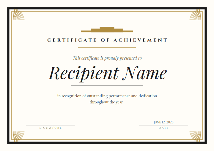 Deco Frame design for the free printable Free Printable Certificate of Excellence Template for Kids