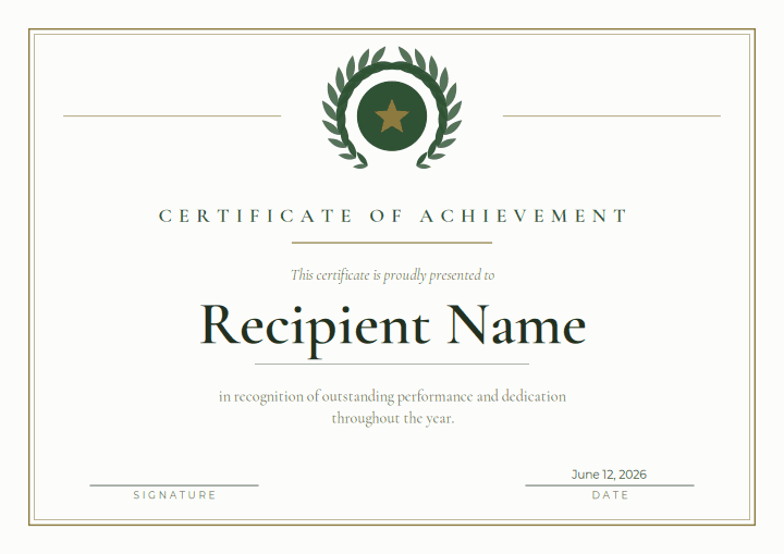 Laurel Crest design for the free printable Free Printable Certificate of Excellence Template for Kids