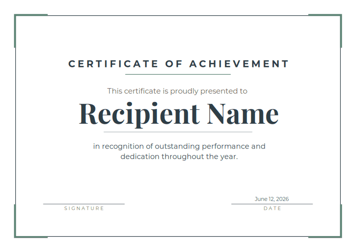 Modern Minimal design for the free printable Free Printable Certificate of Excellence Template for Kids
