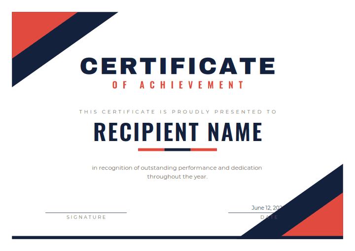 Sport Chevron design for the free printable Free Printable Certificate of Excellence Template for Kids