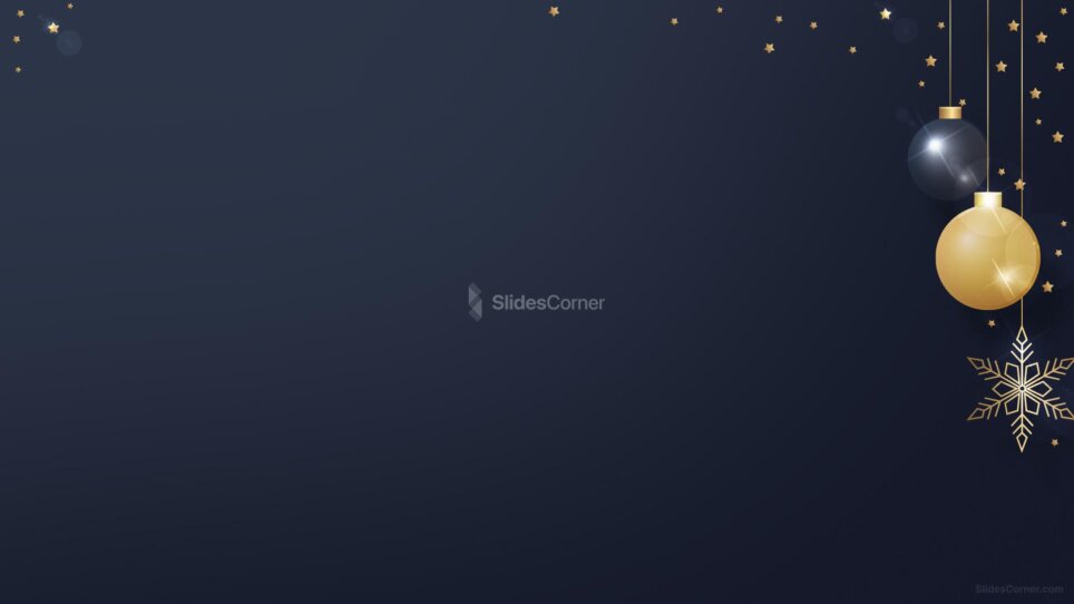 Christmas PowerPoint background in gold with red balls and lights ...