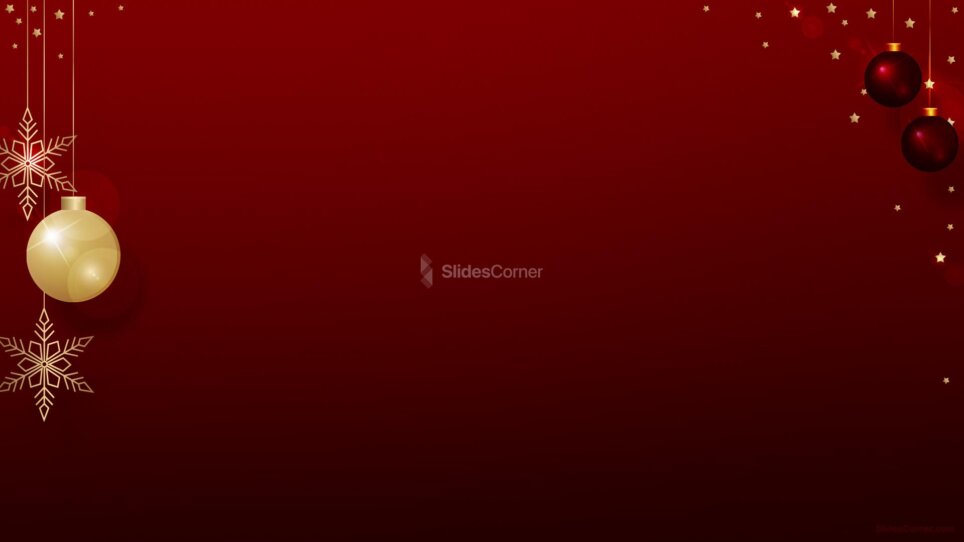 Christmas PowerPoint background in gold with red balls and lights ...