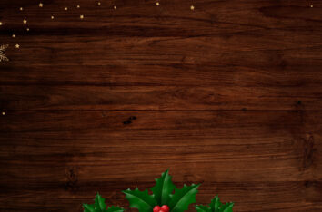 Christmas Snowflakes & Mistletoes on Wood Free PPT Background by SlidesCorner.com