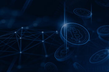 Bitcoin, Ether and Famous Cryptocurrency Coins Flying Free PPT Background by SlidesCorner.com