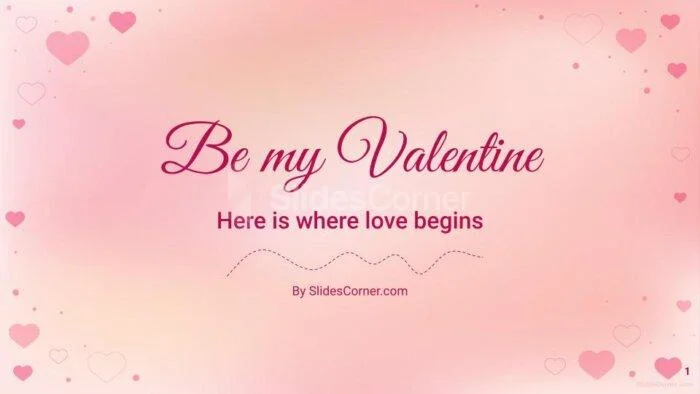 Simple Valentine’s Day Love and Hearts PPT Template by SlidesCorner.com