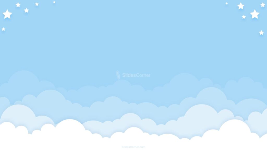 Baby Blue Clouds and Stars PPT PowerPoint Background Design