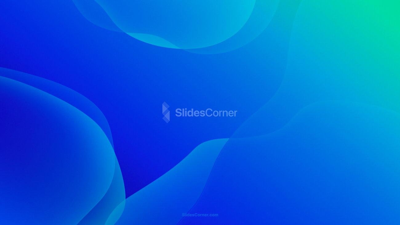 Blue Background PPT with Green Gradient Tones and Organic Aquatic Shapes by SlidesCorner.com