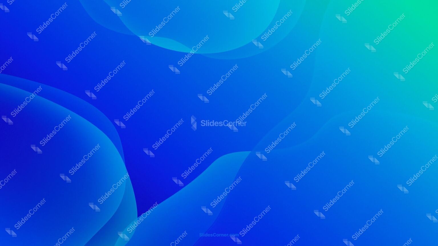 Blue Background PPT with Green Gradient Tones and Organic Aquatic ...