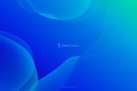 Blue Background for PPT with Green Gradient and Organic Shapes