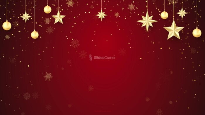 Christmas Background Golden Balls and Stars for New Year