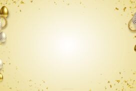 Happy Easter Background with Golden Glitter Decorated Eggs Confetti