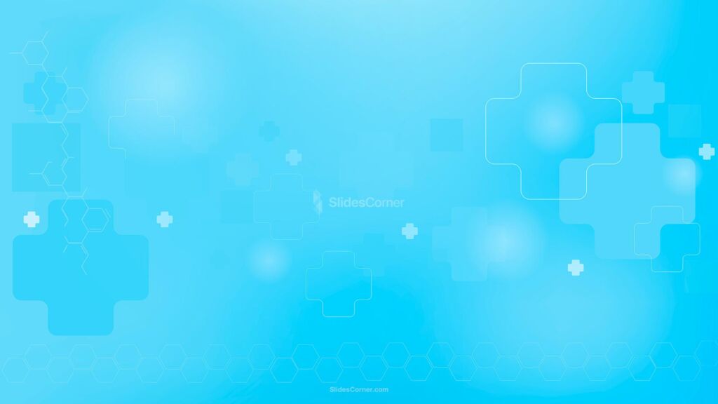 Medical PPT Background with Light Blue Geometric, Positive and Hexagon Symbols