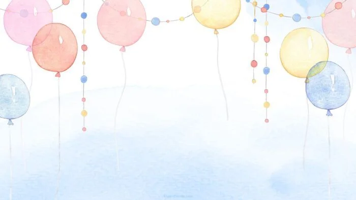 Powerpoint Background Watercolor with Birthday Party Balloons