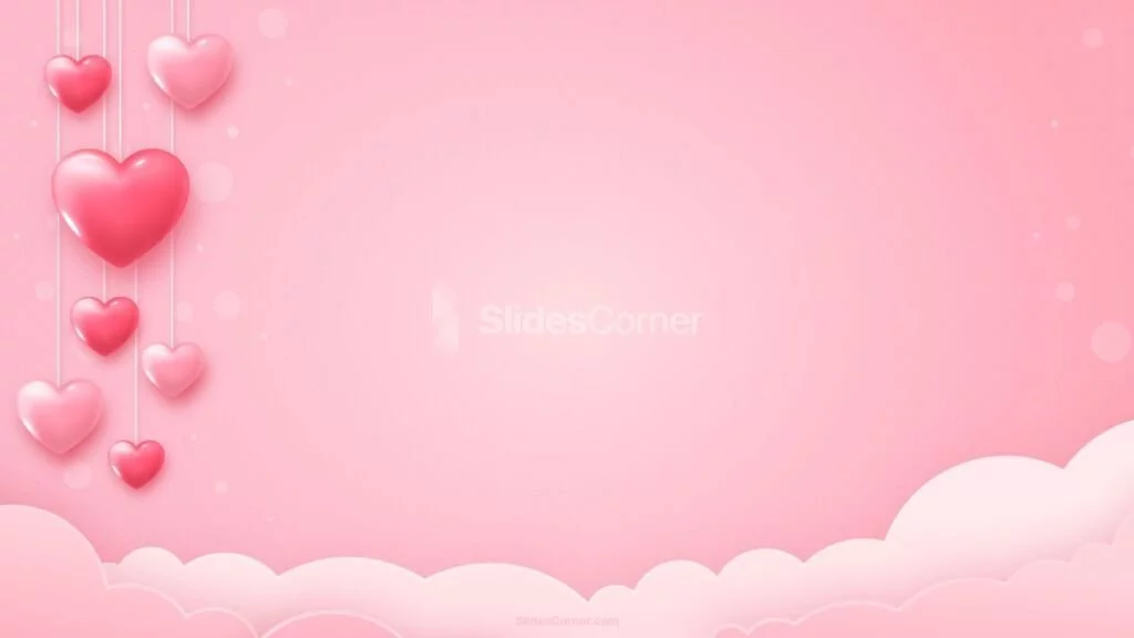 Valentines Day Background with Pink Hearts for PPT or Wallpaper