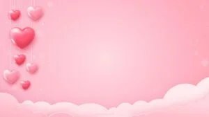 Valentines Day Background with Hanging Pink Hearts for PPT Wallpaper by SlidesCorner.com