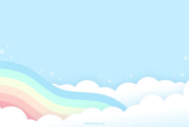 Baby Blue Aesthetic PowerPoint Background with Rainbow