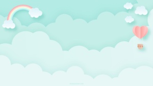 Aesthetic Pastel Cute PowerPoint Background with Rainbow and Clouds by SlidesCorner.com