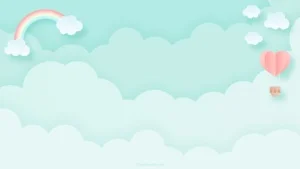 Aesthetic Pastel Cute PowerPoint Background with Rainbow and Clouds by SlidesCorner.com