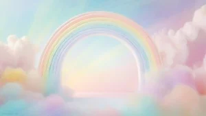 Stunning Rainbow Background with Clouds in Pastel Colors