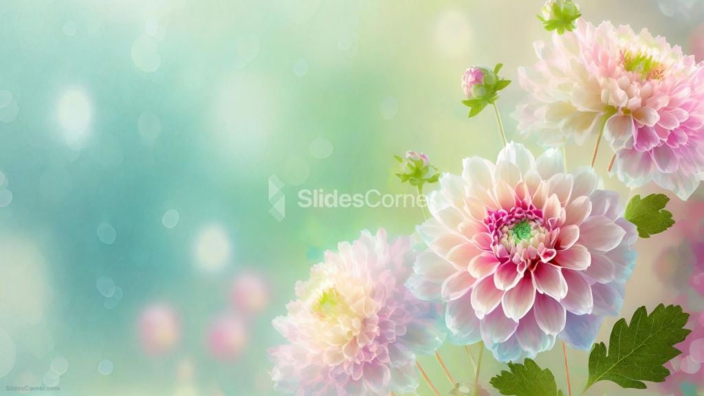 Powerpoint Background Spring with Beautiful Dahlia Blossoms