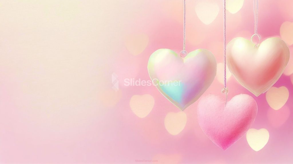 Aesthetic Valentines Day Background Bokeh with Hanging Hearts