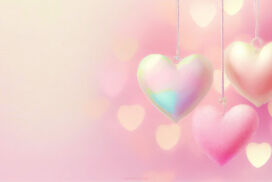 Aesthetic Valentines Day Background Bokeh with Hanging Hearts