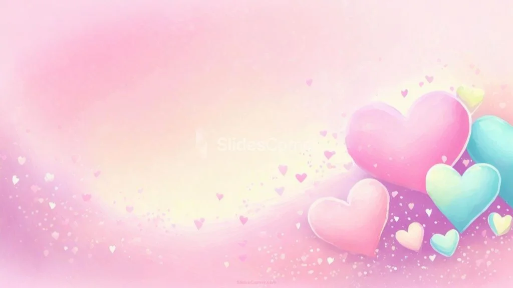 Aesthetic Valentines Day Background with Pink and Blue Hearts