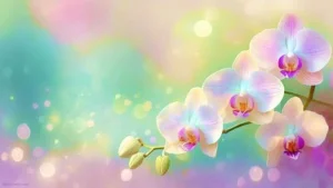 Powerpoint Background Spring Bokeh with Orchid Blossoms by SlidesCorner.com - Backgrounds and Wallpapers