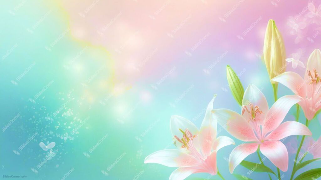 Powerpoint Background Spring Bokeh with Pastel Pink Lily Blossoms Powerpoint Background Spring Bokeh with Pastel Pink Lily Blossoms