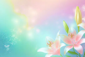 Powerpoint Background Spring Bokeh with Pastel Pink Lily Blossoms