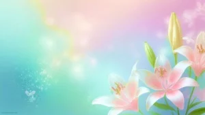 Powerpoint Background Spring Bokeh with Pastel Pink Lily Blossoms