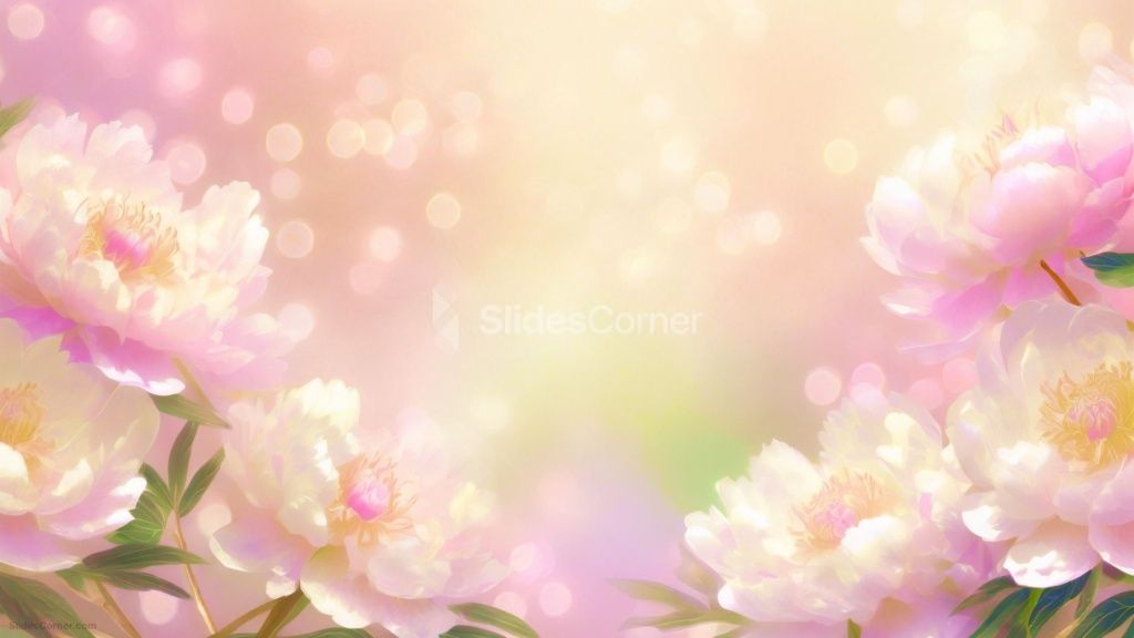 Powerpoint Background Spring Bokeh with Pastel Pink Peonies Blossoms
