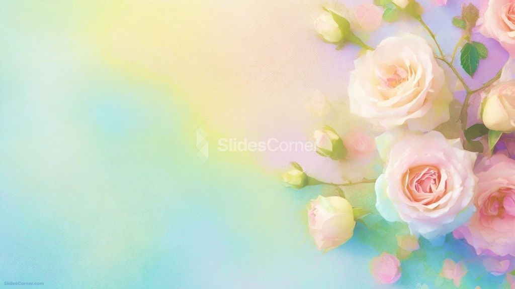 Powerpoint Background Spring with Pastel Pink Rose Flowers