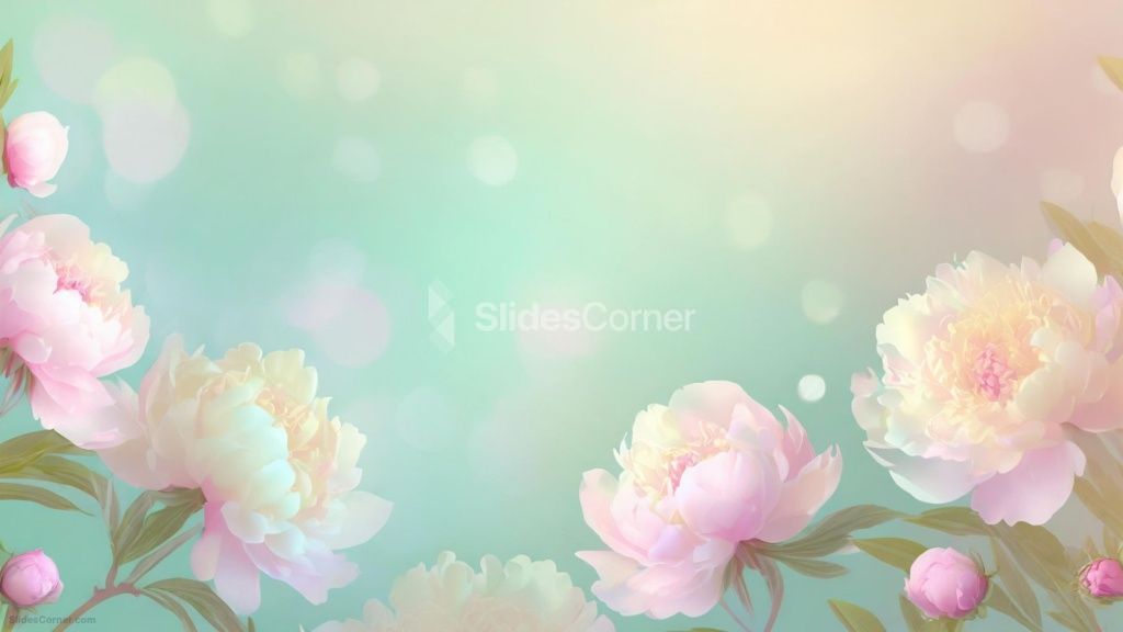 Powerpoint Background Spring Bokeh with Peonies Flowers