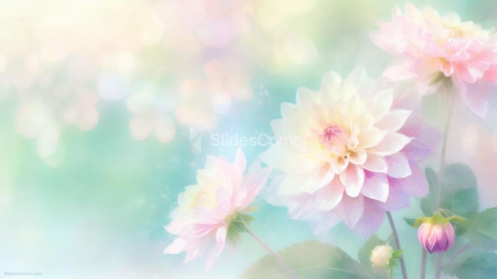 Powerpoint Background Spring with Aesthetic Dahlia Blossoms