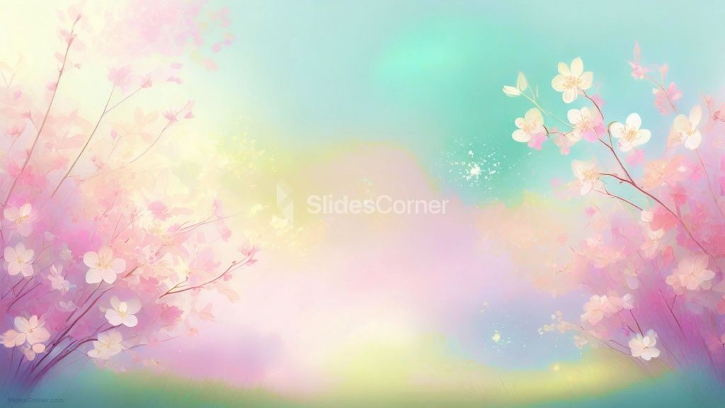 Powerpoint Background Spring with Beautiful Pastel Cherry Blossoms