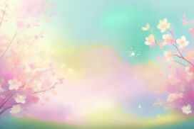 Powerpoint Background Spring with Beautiful Pastel Cherry Blossoms