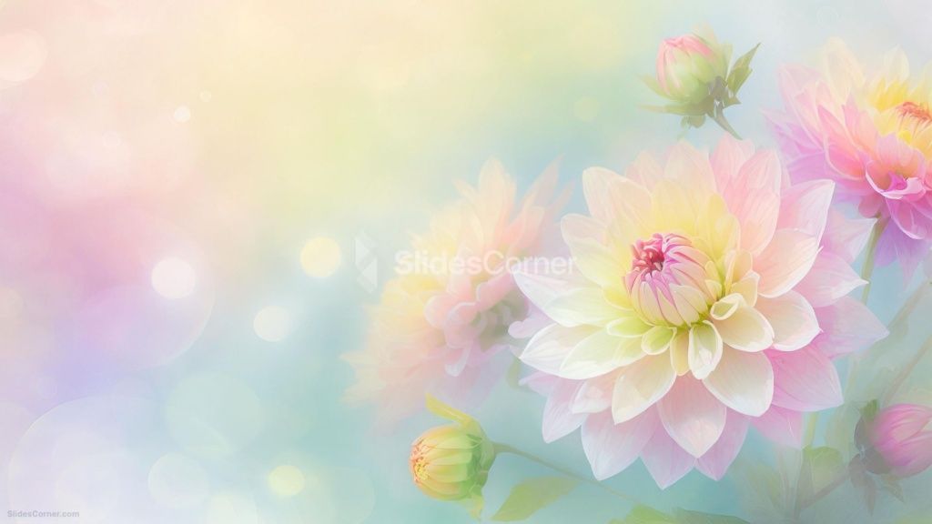 Powerpoint Background Spring with Cute Pink Dahlia Flowers