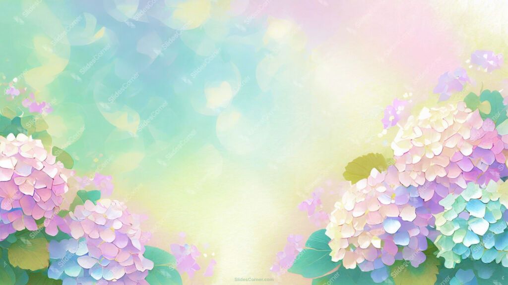 Powerpoint Background Spring with Delicate Hydrangeas in the Bottom Powerpoint Background Spring with Delicate Hydrangeas in the Bottom