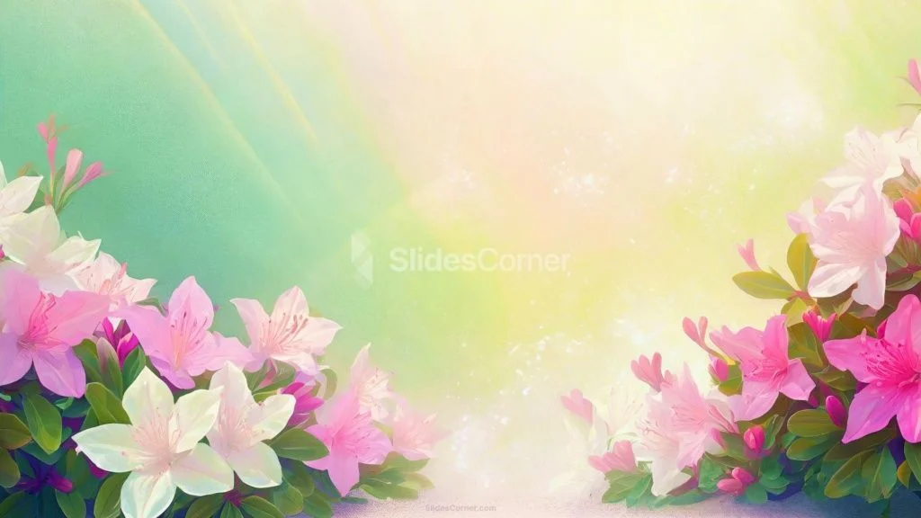 Powerpoint Background Spring with Delicate Pink Azaleas