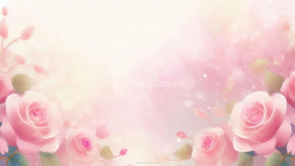 Powerpoint Background Spring with Delicate Pink Roses