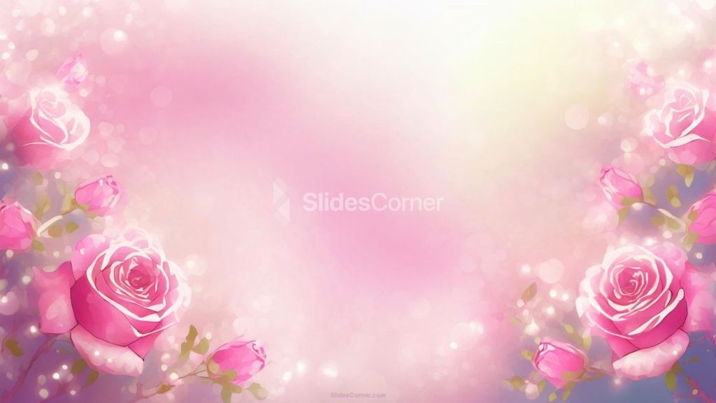 Powerpoint Background Spring with Little Pink Roses Flowers