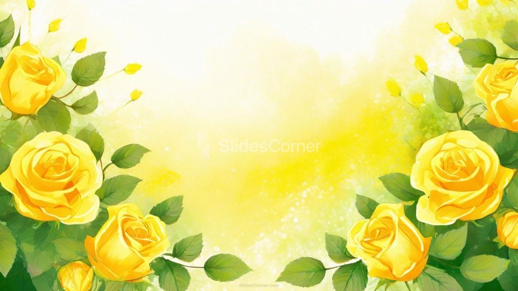 Powerpoint Background Spring with Little Yellow Roses Flowers