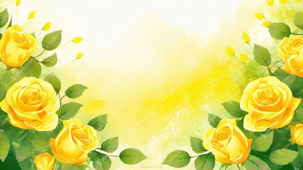 Powerpoint Background Spring with Little Yellow Roses Flowers Powerpoint Background Spring with Little Yellow Roses Flowers