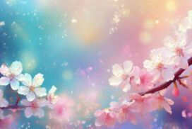 Powerpoint Background Spring with Magical Pink Cherry Blossoms