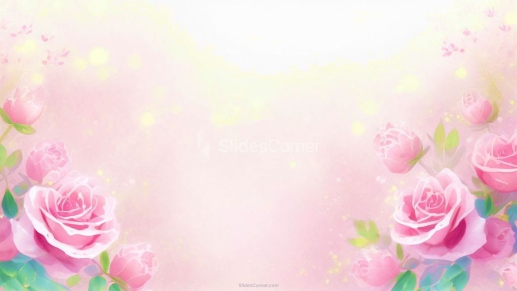 Powerpoint Background Spring with Pastel Cute Pink Roses
