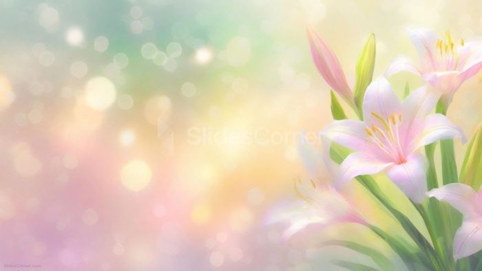 Powerpoint Background Spring with Pastel Lily Blossoms