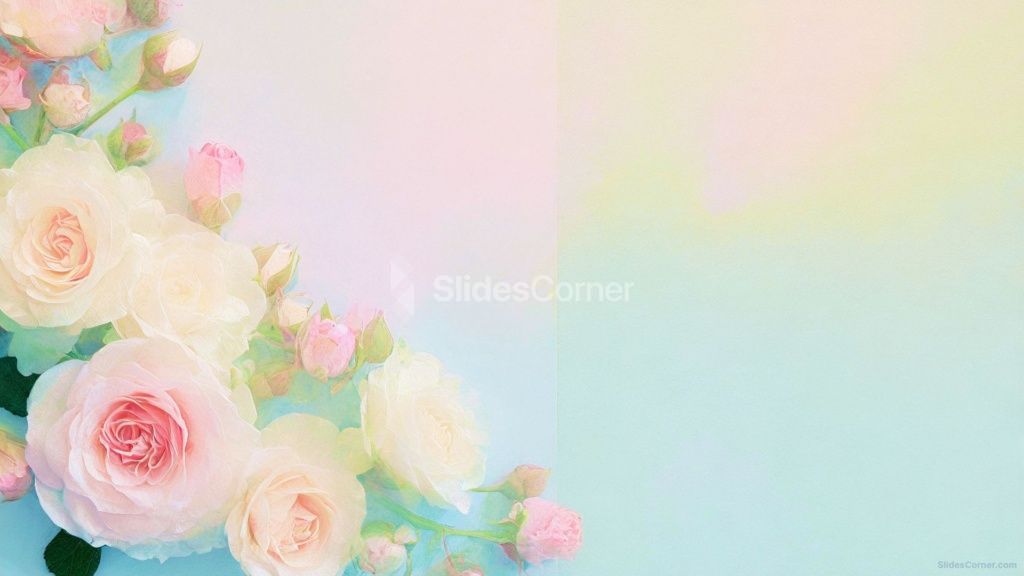 Powerpoint Background Spring with Pastel Pink and Yellow Rose Flowers