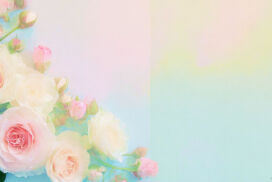 Powerpoint Background Spring with Pastel Pink and Yellow Rose Flowers